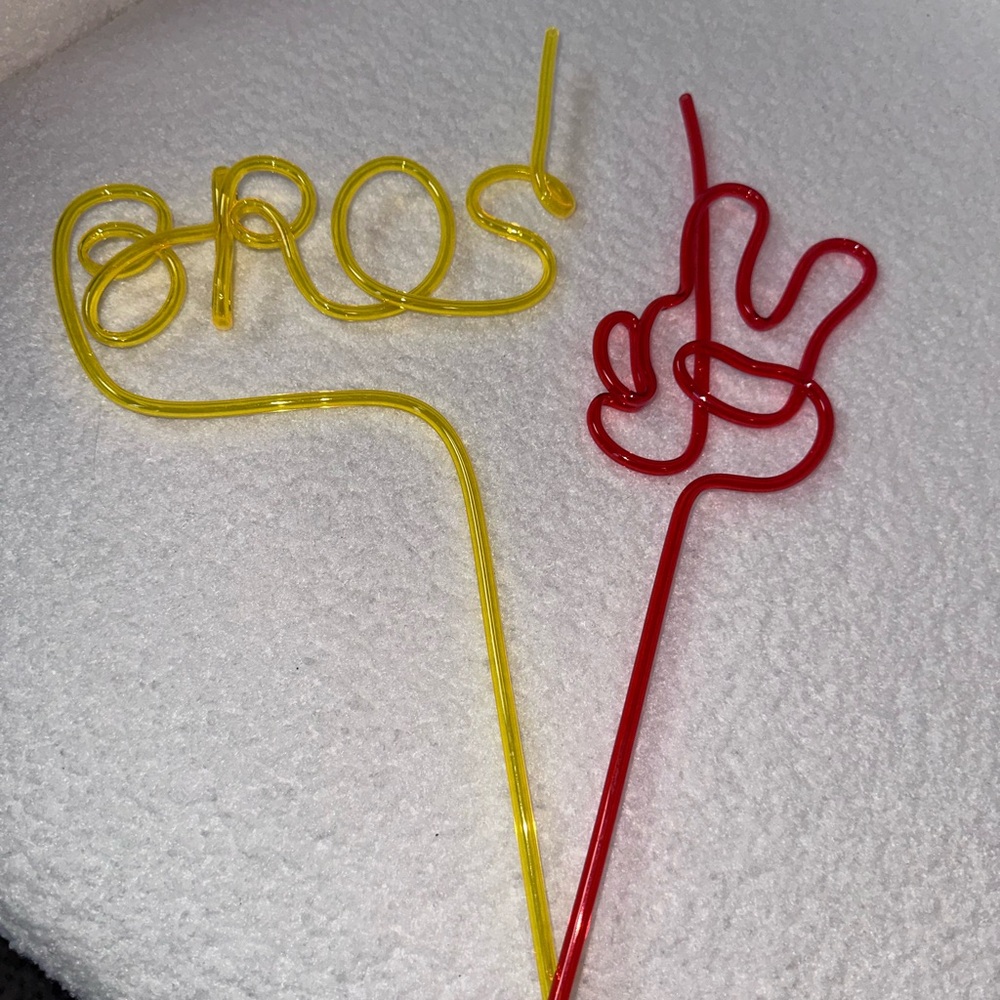 Yellow & Red Novelty Party Straws - Fun Sipper Shapes